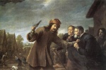 David Teniers  - Bilder Gemälde - Soldaten plündern ein Dorf (Des Bauern Leid)