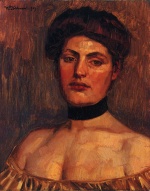 Heinrich Wilhelm Trübner - Peintures - Dame avec collier noir