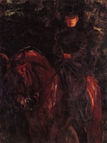Heinrich Wilhelm Trübner  - paintings - Ida Görz zu Pferde