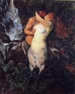 Heinrich Wilhelm Trübner  - Peintures - Centaures à la cascade