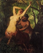 Heinrich Wilhelm Trübner  - paintings - Kentaurenpaar im Wald