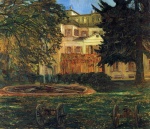 Heinrich Wilhelm Trübner  - paintings - Schloss Hemsbach mit Springbrunnen und Kanonen