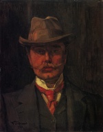 Heinrich Wilhelm Trübner  - Peintures - Autoportrait au chapeau
