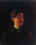 Heinrich Wilhelm Trübner  - paintings - Selbstbildnis mit zugekniffenem Auge