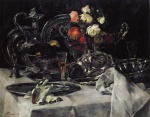 Heinrich Wilhelm Trübner  - paintings - Silber und Rosen