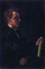Heinrich Wilhelm Trübner  - paintings - Student Michaelis mit Papierrolle