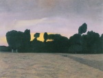 Felix Valletton  - Bilder Gemälde - Landschaft in der Normandie bei Abendlicht