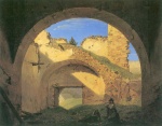 Ferdinand Georg Waldmüller - paintings - Das Frühstück in der Burgruine Klamm bei Schottwien