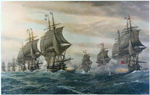 Seeschlachten - Motiv Bilder Gemälde - Seeschlacht vor der Chesapeake Bay
