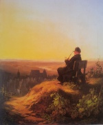 Carl Spitzweg  - Bilder Gemälde - Abendliebe