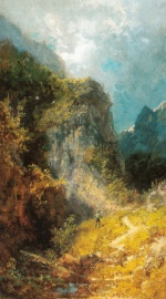 Carl Spitzweg  - Bilder Gemälde - Adlerjäger in der Landschaft