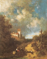 Carl Spitzweg  - Peintures - Le long du chemin de l‘église