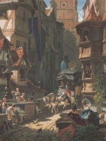 Carl Spitzweg  - Peintures - Arrivée de la diligence