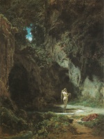 Carl Spitzweg  - Bilder Gemälde - Badende Nymphe