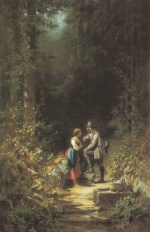 Carl Spitzweg  - Bilder Gemälde - Begegnung im Walde