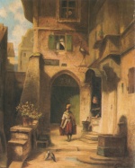 Carl Spitzweg  - Bilder Gemälde - Bei der Storchenapotheke