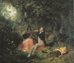 Carl Spitzweg  - Bilder Gemälde - Das Flötenkonzert