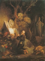 Carl Spitzweg  - Bilder Gemälde - Der betende Hieronymus im Gebet