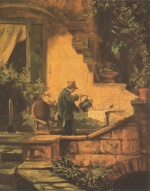 Carl Spitzweg  - Bilder Gemälde - Der Blumenfreund