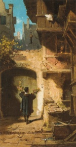 Carl Spitzweg  - Bilder Gemälde - Der Gratulant