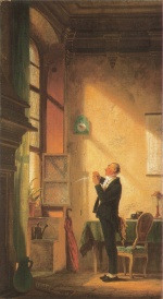 Carl Spitzweg  - Peintures - L'écrivain taillant ses plumes