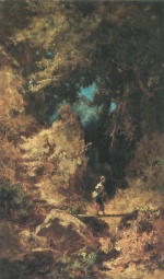 Carl Spitzweg  - Bilder Gemälde - Der Waldsteg