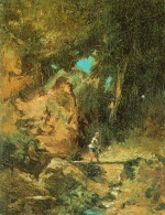 Carl Spitzweg  - Peintures - La gardienne de vaches sur la passerelle