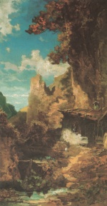 Carl Spitzweg  - Bilder Gemälde - Einsiedelei in Bergschlucht