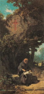 Carl Spitzweg  - Peintures - Ermite plumant une oie