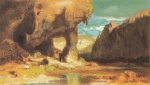 Carl Spitzweg  - Bilder Gemälde - Felsen mit Höhle und Gewässer