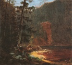 Carl Spitzweg  - paintings - Felsenschlucht mit Bachlauf in der Nähe von Lenggries