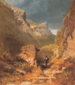 Carl Spitzweg  - paintings - Felsenschlucht mit Senner