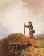 Carl Spitzweg  - Bilder Gemälde - Gähnende Schildwache