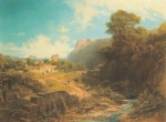 Carl Spitzweg  - Bilder Gemälde - talienische Landschaft mit Steinbrücken