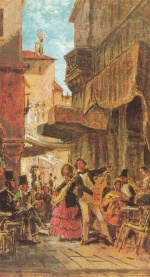 Carl Spitzweg  - Peintures - Chanteur de rue italien