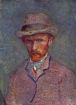 Vincent Willem van Gogh  - paintings - Selbstportraet mit grauem Hut