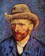 Vincent Willem van Gogh  - Peintures - Autoportrait avec chapeau de feutre gris