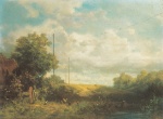 Carl Spitzweg  - Bilder Gemälde - Landschaft mit Schwalben