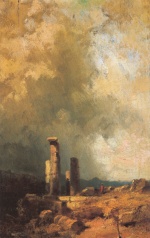 Carl Spitzweg  - Bilder Gemälde - Landschaft mit Tempelruine