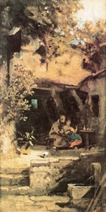 Carl Spitzweg  - Bilder Gemälde - Liebeslektion