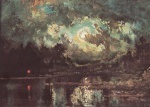 Carl Spitzweg  - Bilder Gemälde - Mondnacht an der Isar