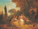 Carl Spitzweg  - Peintures - Scène dans un parc