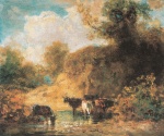 Carl Spitzweg  - Bilder Gemälde - Rinder an der Tränke