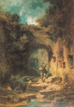 Carl Spitzweg  - paintings - Ritter und Drachen