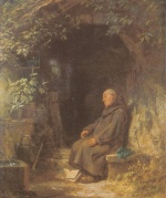 Carl Spitzweg  - Bilder Gemälde - Schlafender alter Mönch