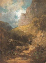 Carl Spitzweg  - Bilder Gemälde - Sennerin im Hochgebirge