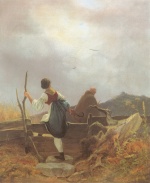 Carl Spitzweg  - Peintures - Paysanne et moine