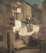 Carl Spitzweg  - Bilder Gemälde - Ständchen im Mondschein