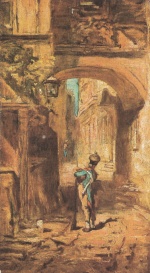 Carl Spitzweg  - paintings - Wachtposten vor dem Einlasstor