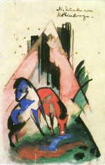 Franz Marc  - Bilder Gemälde - Die Tränke am Rubinberge
